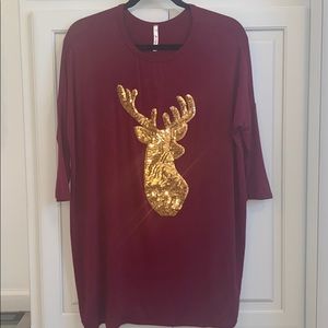 42pops Reindeer Sequin Top Oversized